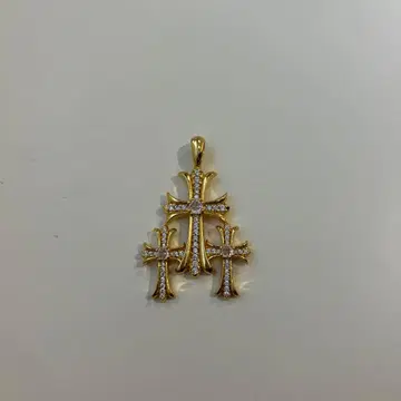 트리플 크로스 목걸이 골드 레어