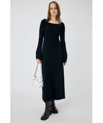 moussy 스퀘어 넥 롱 니트 드레스