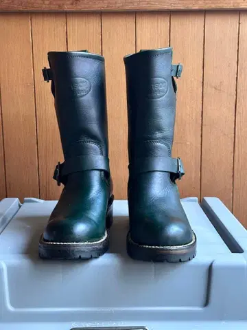 VANSON 다크 그린 가죽 엔지니어 부츠