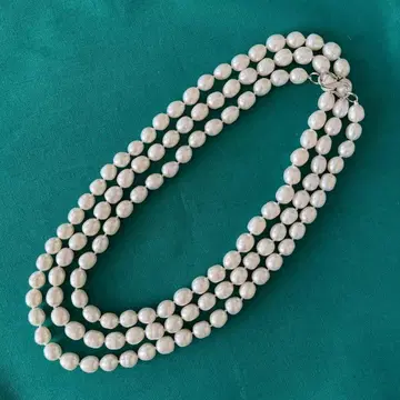 네이비 띠어리 럭스 롱 목걸이