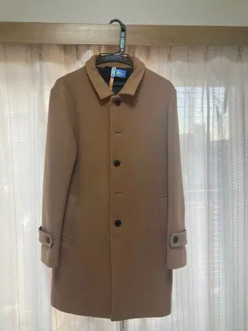 울 혼방 베이지 싱글 브레스 코트