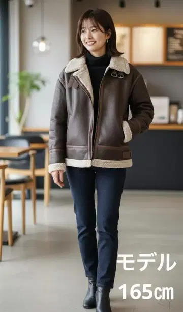 [최애템] 페이크 무스탕 보아 지퍼 블루종 (프리 사이즈)