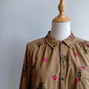 SUPER HAKKA 꽃무늬 셔츠 원피스 코듀로이