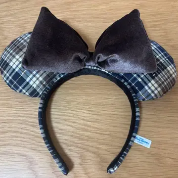 디즈니 머리띠 체크 브라운