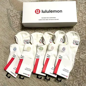 미사용 새상품 lululemon 로고 자수 화이트 삭스 5족 세트