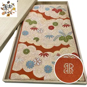 MO-3356 후쿠로 오비 니시진 핫토리 직물 백조 금 꽃 무늬