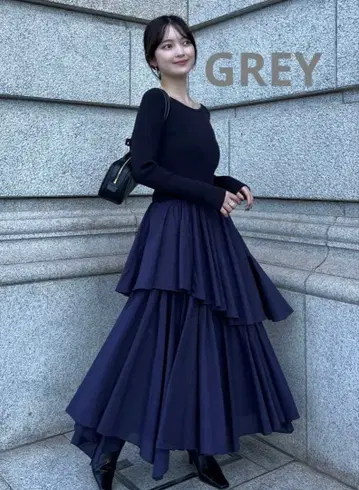 보트넥 불규칙 밑단 도킹 니트 원피스