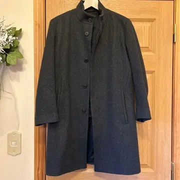 theory 스탠드 카라 코트 다크 그레이