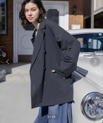 니코앤드 하프 트렌치 플레어 코트 네이비 L