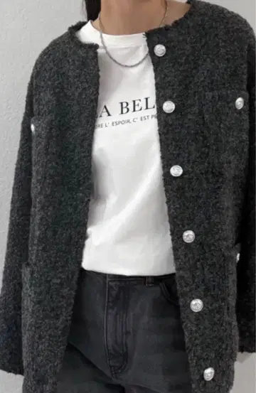 LOUNGEDRESS 라운지 드레스 트위드 자켓 코트 그레이