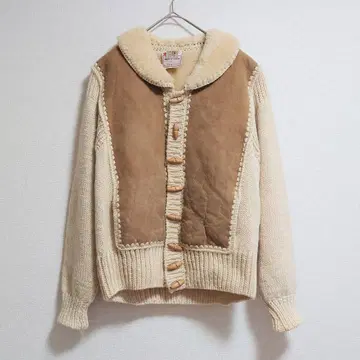 d 빈티지 무스탕 이소재 니트 자켓 뉴질랜드 보아