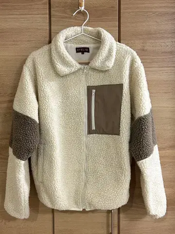 ETELIO 빅 실루엣 시프 보아 소매 라인 스탠드 넥 자켓