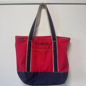 LANDS END 빨간색/네이비 토트백
