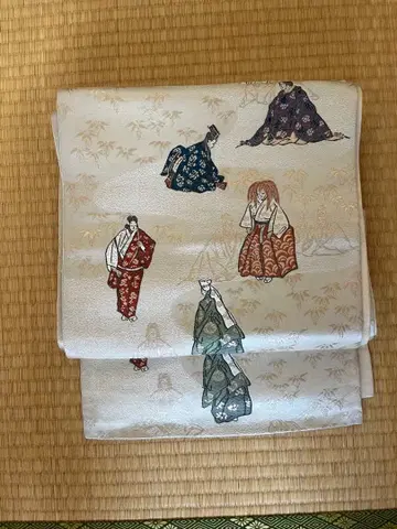 후쿠로 오비 인물 패턴 디자인 다색