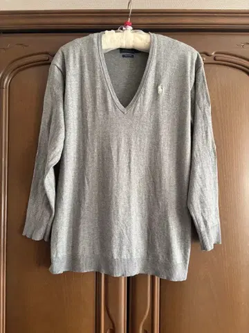 폴로 V넥 긴팔 스웨터 그레이