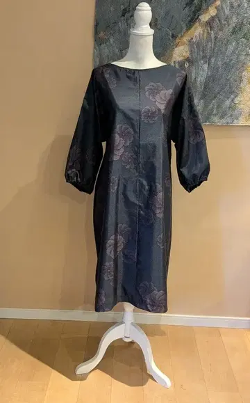 순수 실크 오시마 명주 기모노 리메이크 7부 소매 상의 풀오버 원피스