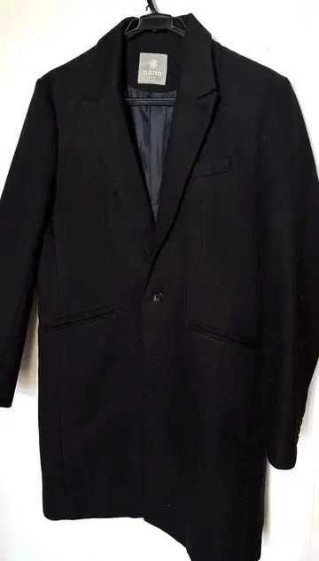 NANO universe 울 블렌드 멜톤 체스터 코트 블랙