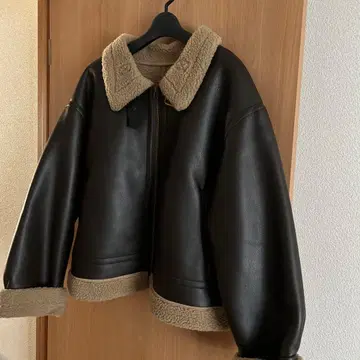 인조 가죽과 보아 자켓 브라운 3XL 미사용
