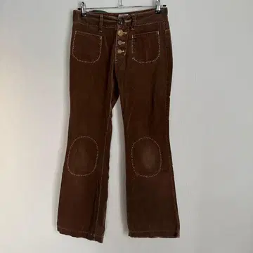 무차차 브라운 벨로아 팬츠 버튼 플라이