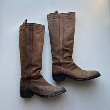브라운 가죽 롱 부츠