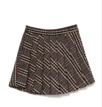 Monica check pleats mini skirt beige
