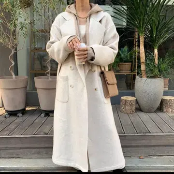 BLATE 리버 터치 울 더블 울 롱 가운 코트 새상품급