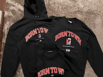 BORN TO WIN 스쿼트 3종 세트 후드티, 트레이닝복,