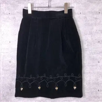 레트로 클래시컬 구제 의류 하트 장식 빙글빙글 리본 테이프 벨벳 스커트