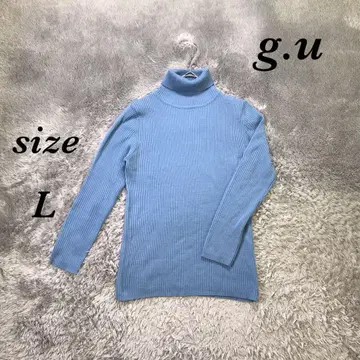 g.u 지유 (L) 긴팔 리브 니트 스트레치 슬림 터틀넥