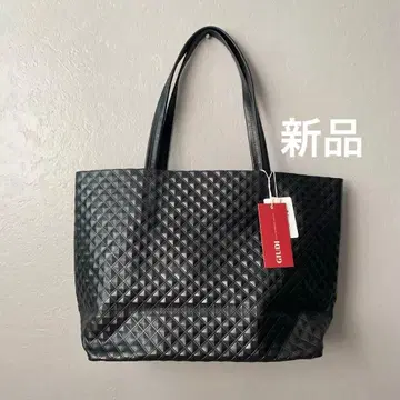 새상품 GIUDI 지우디 스퀘어 엠보 가죽 토트백 이탈리아제 블랙