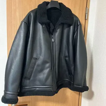 인조 가죽과 플리스 자켓 3XL 블랙 미사용