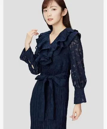 스나이델 볼륨 프릴 자카드 드레스 택 포함 미사용 새상품