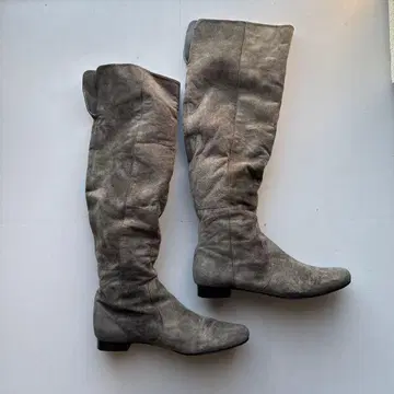 그레이 스웨이드 롱 부츠