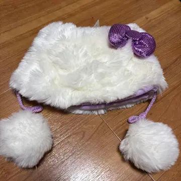 USJ 복슬복슬 퍼 모자 리본 포함 키티