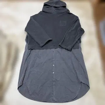 후드 부착 그레이 긴팔 롱 원피스