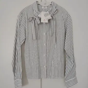 새상품 메리제니 리본리본 셔츠 믹스 스트라이프 블라우스