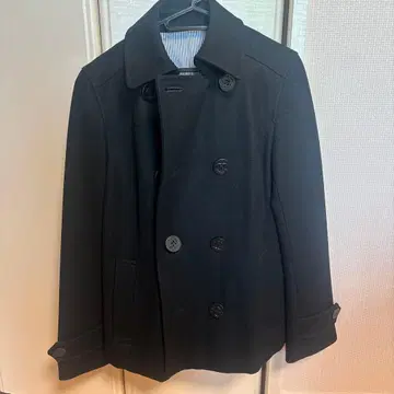 로페피크닉 울 더블 브레스트 피 코트 38 사이즈 블랙