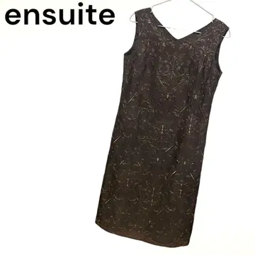 [엔스위트] 슬리브리스 원피스 (M) 올 패턴 자수 백 지퍼 반짝반짝