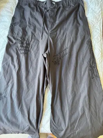 프린트 블랙 L 사이즈 팬츠