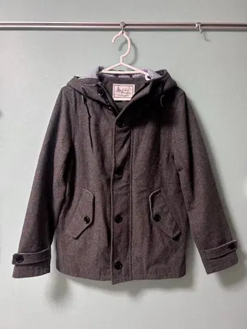 Manhattan Transfer 후드 부착 울 코트 M 그레이