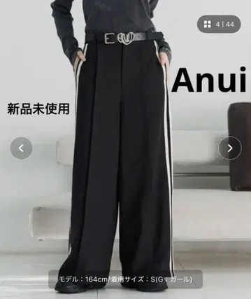 Anui 스트라이프 와이드 팬츠 블랙 택 포함 미사용 새상품