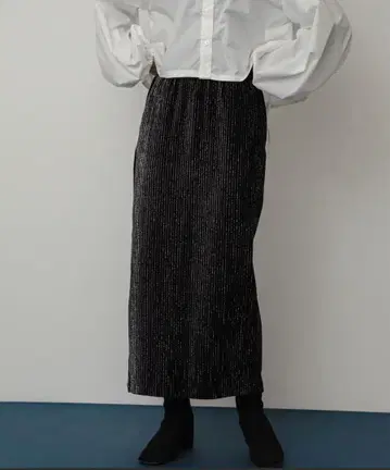라메컷 코듀로이 내로우 스커트 블랙