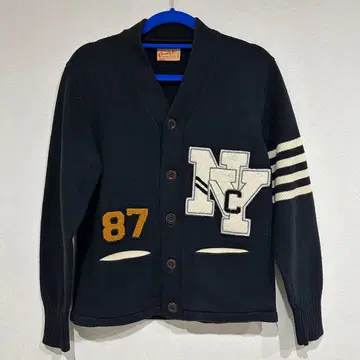 CHESWICK NY 로고 자수 네이비 가디건 코튼 두꺼운 원단 S