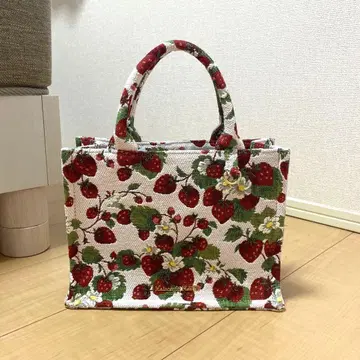 Maison de FLEUR 딸기 고블랑 직조 스퀘어 토트 백