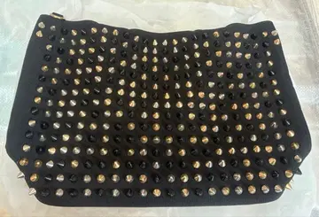 스터드 장식 블랙 캔버스 2Way 숄더백