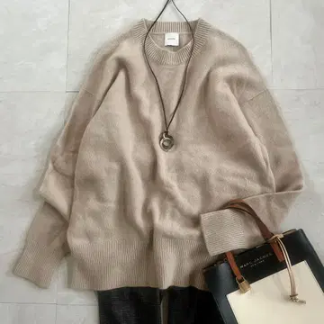 스픽 앤 스팬 울 캐시미어 크루넥 풀오버 백 슬릿