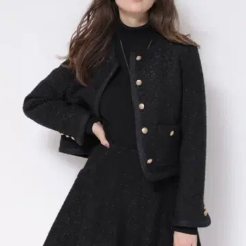 아푸와이저 리셰 블레이드 숏 트위드 자켓 블랙 2