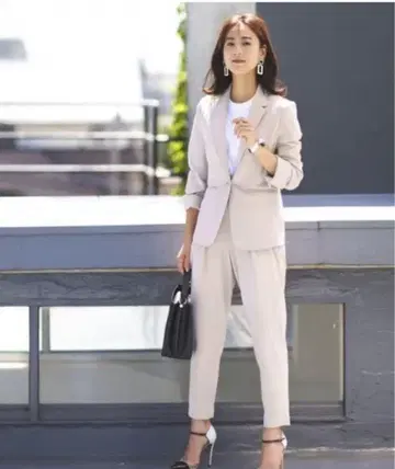 오리히카 ORIHIKA 수트 라이트 베이지 화이트 오피스 캐주얼