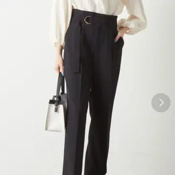 리에스 벨트 포함 와이드 팬츠 블랙