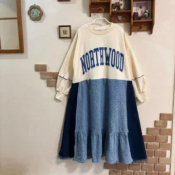 구제 의류 리메이크 원피스 맨투맨 x 데님